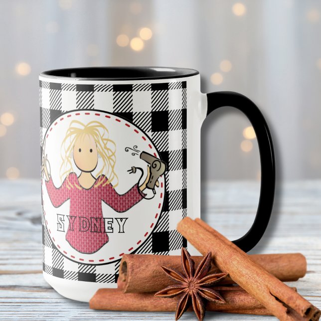 Funny Hair Stylist Beautician Blonde Cartoon Gesch Tasse (Von Creator hochgeladen)