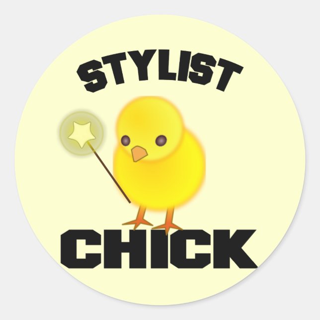 Funny Hairstylist Chick Runder Aufkleber (Vorderseite)