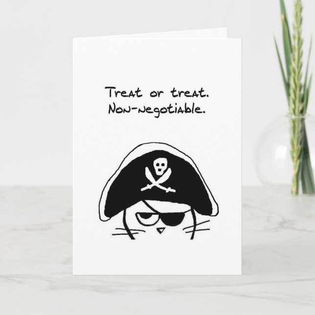 Funny Halloween - Angry Cat ist ein Pirate Karte (Vorderseite)