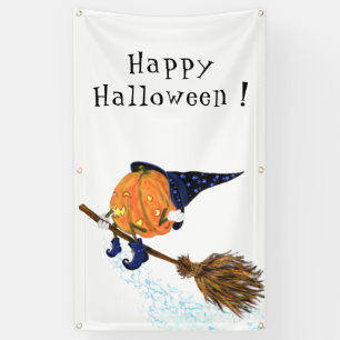 Funny Halloween bannière sorcière Citrouille volan
