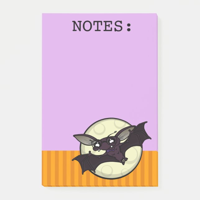 FUNNY HALLOWEEN BAT GRAPHIC POST-IT LILA NOTEPAD KLEBEZETTEL (Vorderseite)