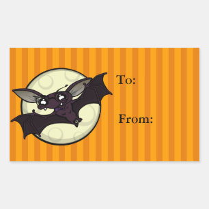 FUNNY HALLOWEEN BAT RECTANGLE GIFT STICKERS