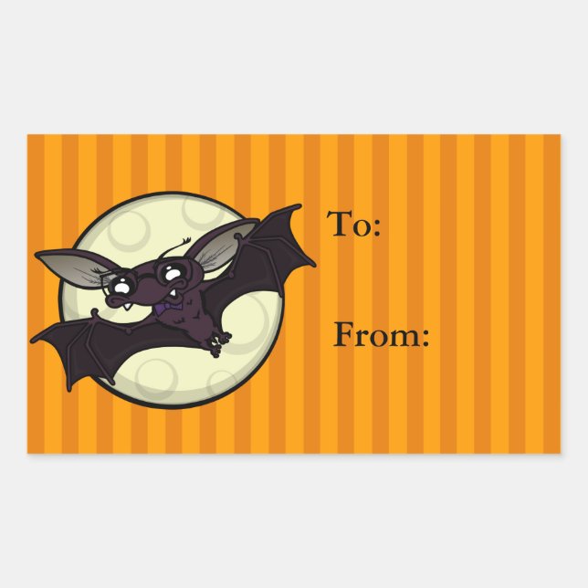 FUNNY HALLOWEEN BAT RECTANGLE GIFT STICKERS (Vorderseite)