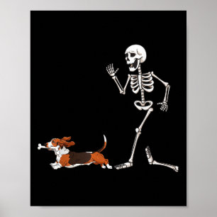 Funny Halloween Bet Hound Skelett Poster