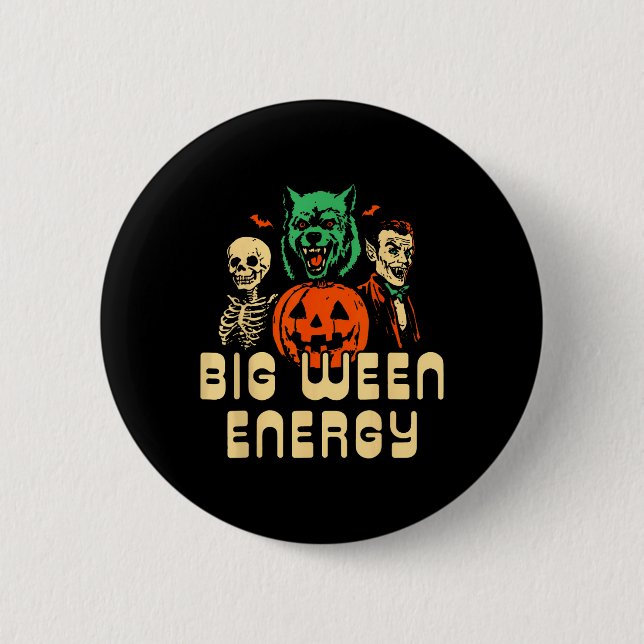 Funny Halloween Big Ween Energy Uni Button (Vorderseite)