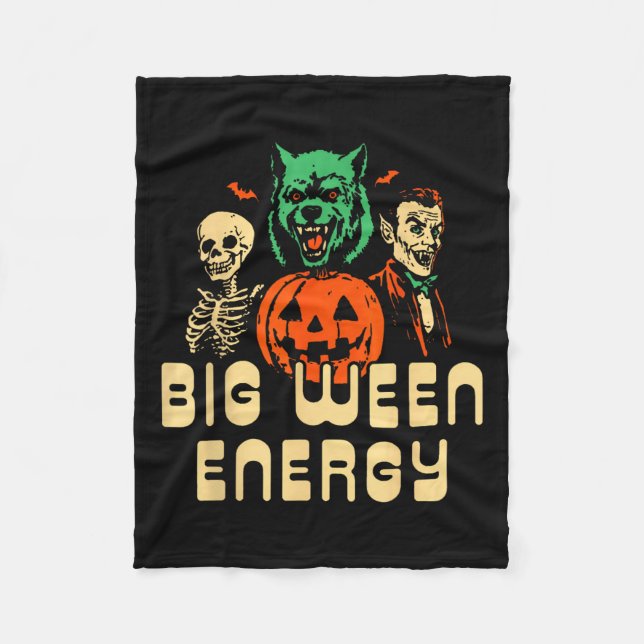 Funny Halloween Big Ween Energy Uni Fleecedecke (Vorderseite)