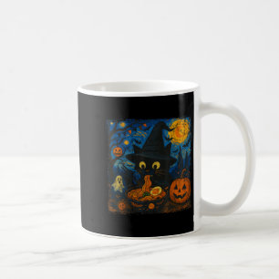 Funny Halloween Black Cat Eating Ramen Starry Nigh Kaffeetasse