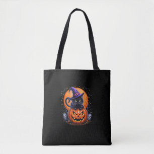 Funny Halloween Black Cat Pumpkin Kostüm Katze Lie Tasche