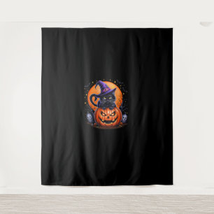 Funny Halloween Black Cat Pumpkin Kostüm Katze Lie Wandteppich