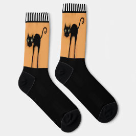 Funny Halloween Black Cat Socken