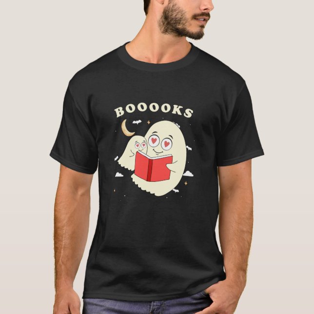 Funny Halloween Booooks Ghost Reading Library Book T-Shirt (Vorderseite)