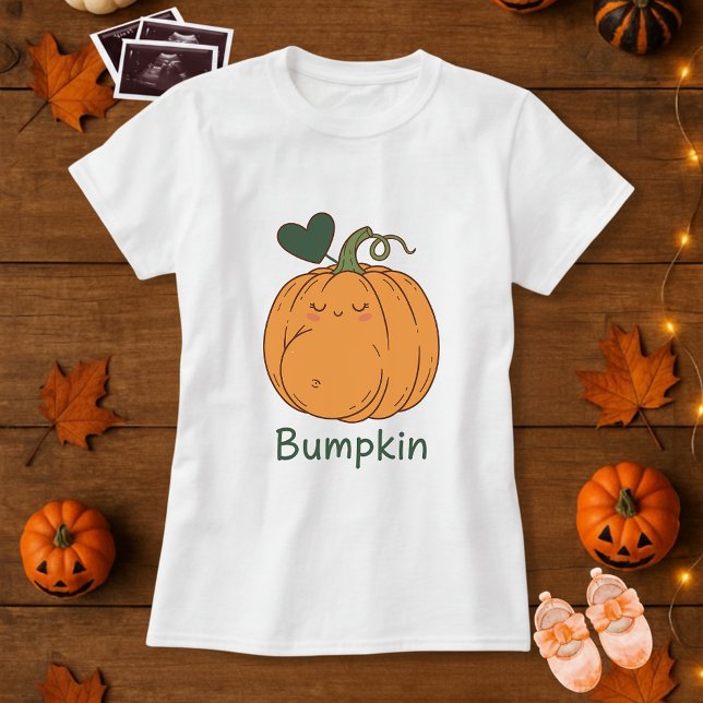 Funny Halloween Bumpkin Pumpkin Pregnancy T-Shirt (Von Creator hochgeladen)