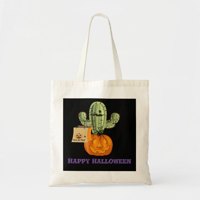 Funny Halloween Cactus Trick oder Treat Tragetasche (Vorne)