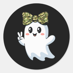 Funny Halloween Camouflage Camouflage Ghost Hello Runder Aufkleber
