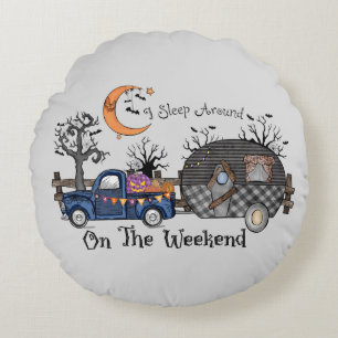 Funny Halloween Camping Rundes Kissen