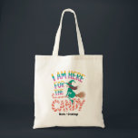 Funny Halloween Candy Lover Witch Cute  Tragetasche<br><div class="desc">A cute and funny Halloween illustration featuring a flying witch and colorful candy lettering. A playful spooky season design celebrating sweet treats,  trick-or-treat fun,  and festive Halloween vibes.</div>
