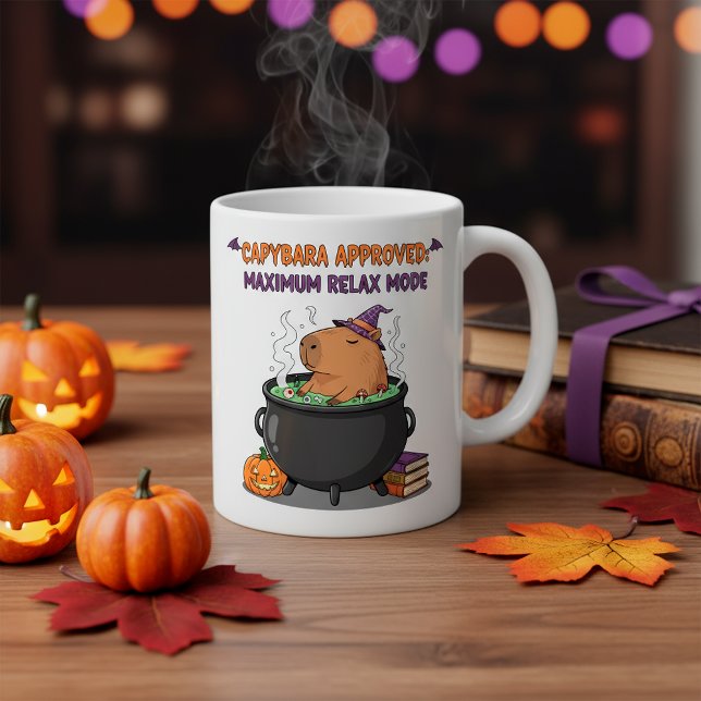 Funny Halloween Capybara Hexenassistent Cauldron Kaffeetasse (Von Creator hochgeladen)