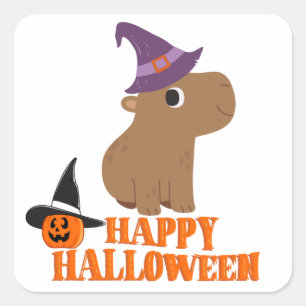Funny Halloween Capybara Quadratischer Aufkleber