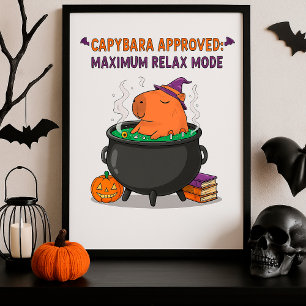 Funny Halloween Capybara Zauberer Hexe Cauldron Poster