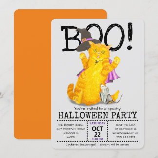 Funny Halloween Cat and Mouse Party Einladung