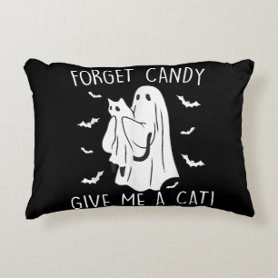Funny Halloween Cat Ghost vergessen Candy Give me  Dekokissen