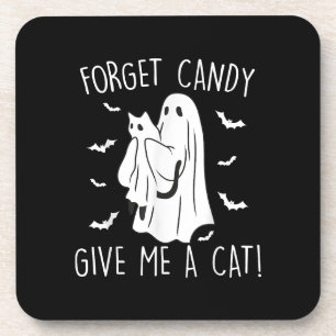 Funny Halloween Cat Ghost vergessen Candy Give me  Getränkeuntersetzer