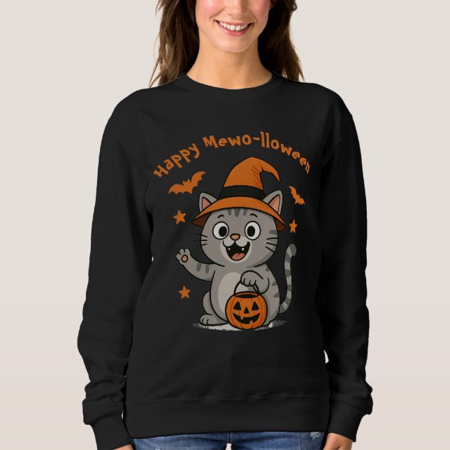 Funny Halloween Cat Sweatshirt für Katzen Liebhabe (Vorderseite)