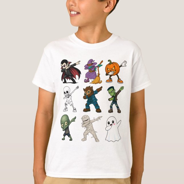 Funny Halloween Characters Dabbing T-Shirt (Vorderseite)