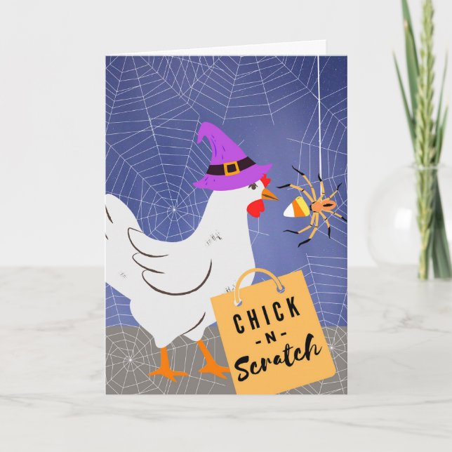 Funny Halloween Chicken Scratch Puns Karte (Vorderseite)