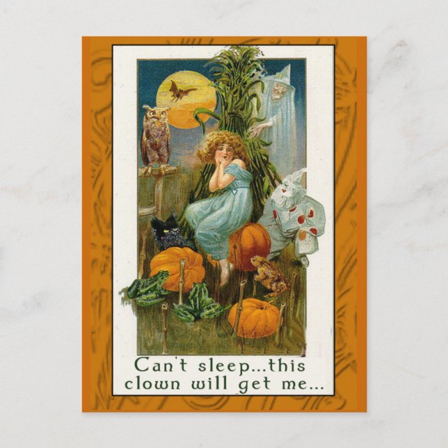 Funny Halloween Clownkarte Postkarte (Vorderseite)