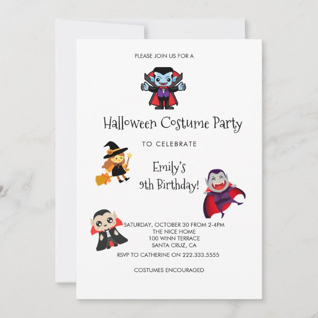 Funny Halloween Costume Kindergeburtstag Party Einladung (Vorderseite)