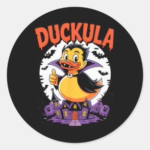 Funny Halloween Costume Vampire Rubber Duck Duckie Runder Aufkleber