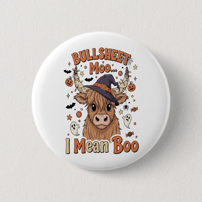 Funny Halloween Cow Bullsheet I Gemein Button (Vorderseite)