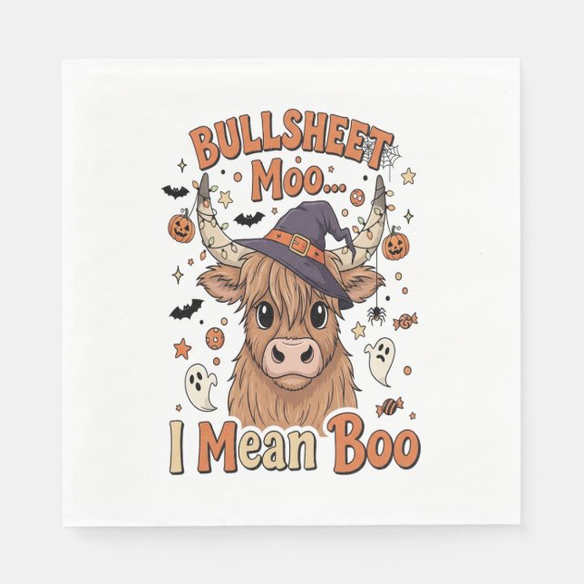 Funny Halloween Cow Bullsheet I Gemein Serviette (Vorderseite)