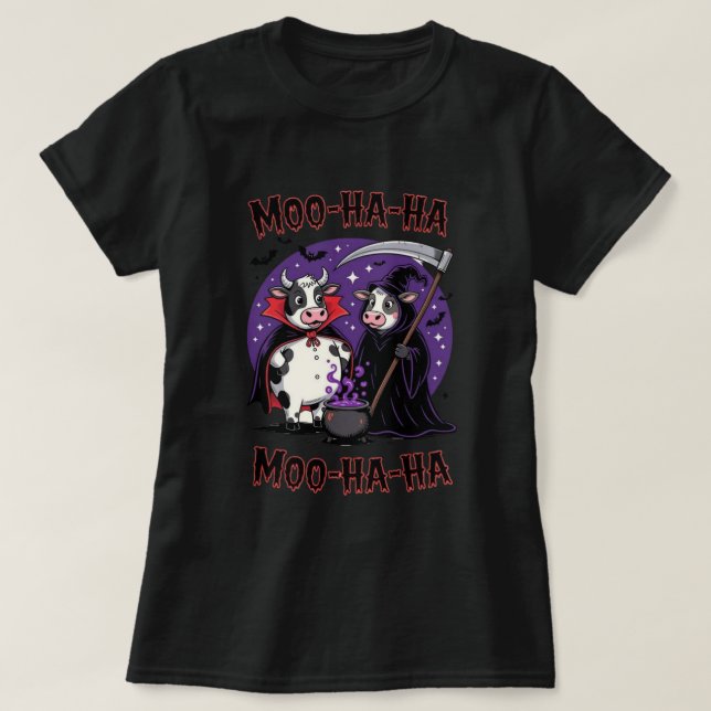 Funny Halloween Cow Vampire and Reaper Tee (Design vorne)
