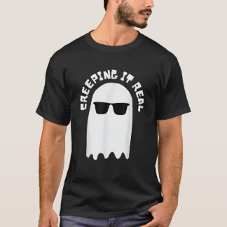Funny Halloween Creeping It Real Fall Retro Ghost T-Shirt
