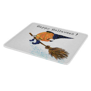 Funny Halloween Cutting Board Hexenkürbis Flying Schneidebrett