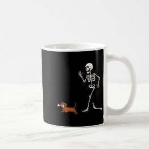 Funny Halloween Dackel und Skelett Kaffeetasse