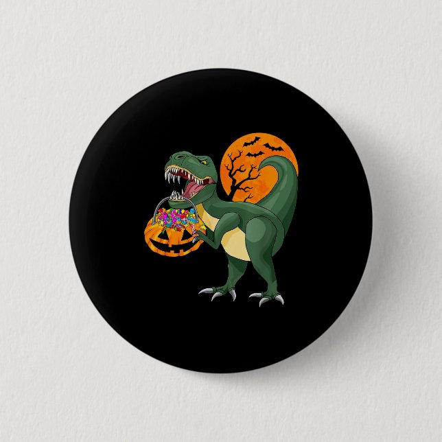 Funny Halloween Dinosaur Pumpkin Y T Rex Boys Kids Button (Vorderseite)