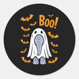 Funny Halloween Elephant Boo Ghost Kostümbäder Runder Aufkleber