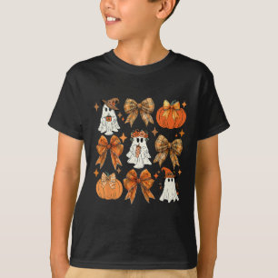 Funny Halloween Fall Coquette Bow Pumpkin Niedlich T-Shirt