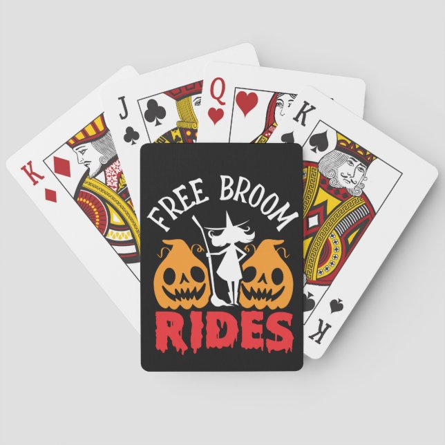 Funny Halloween Free Broom Rides Hexenkürbis Spielkarten (Rückseite)