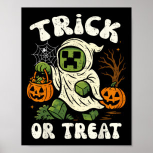 Funny Halloween Gamer Pixel Kids Trick oder Treat  Poster