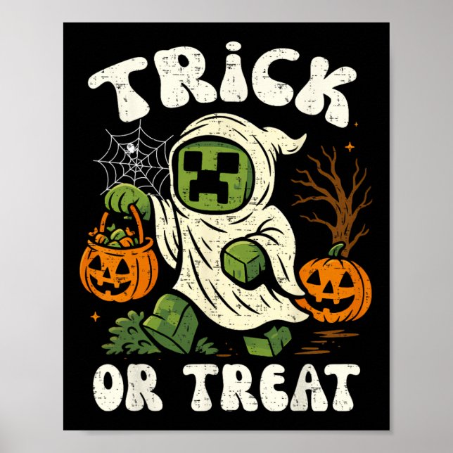 Funny Halloween Gamer Pixel Kids Trick oder Treat  Poster (Vorne)
