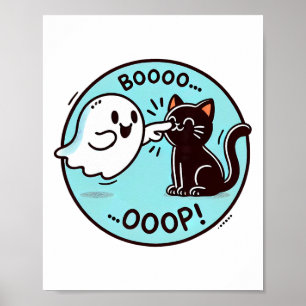 Funny Halloween Ghost Black Cat Boop Easy Lazy Cos Poster