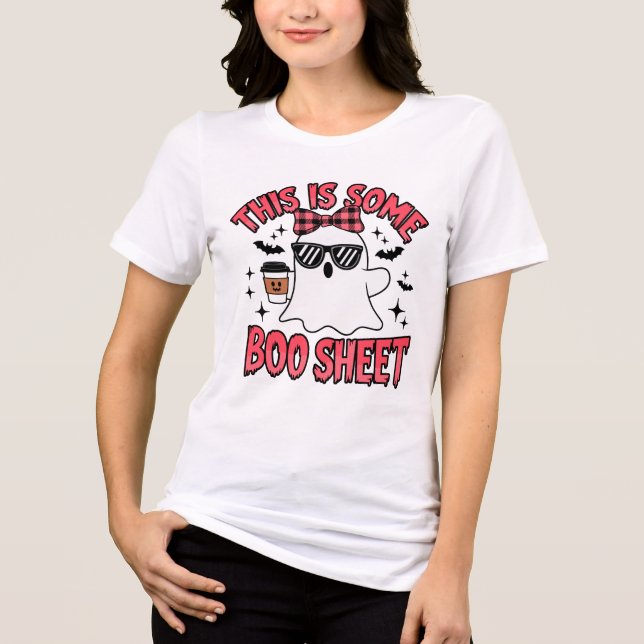 Funny Halloween Ghost Boom Sheet Tri-Blend Shirt (Vorderseite)