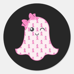 Funny Halloween Ghost Brustkrebs-Bewusstsein Runder Aufkleber