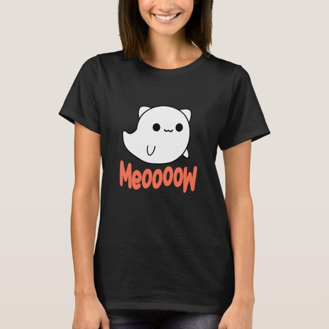 Funny Halloween Ghost Cat T-Shirt (Vorderseite)