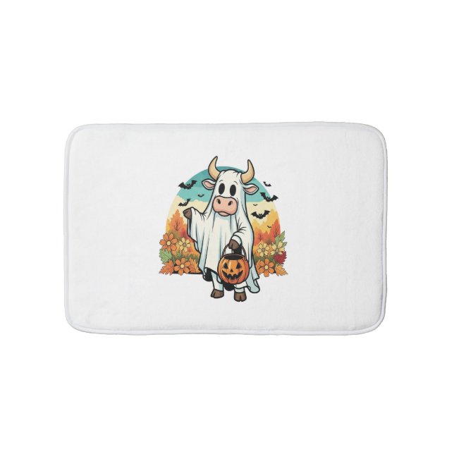 Funny Halloween Ghost Cow Badematte (Vorderseite)
