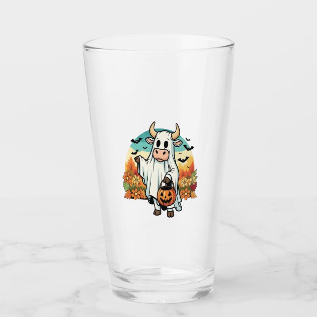 Funny Halloween Ghost Cow Glas (Vorderseite)